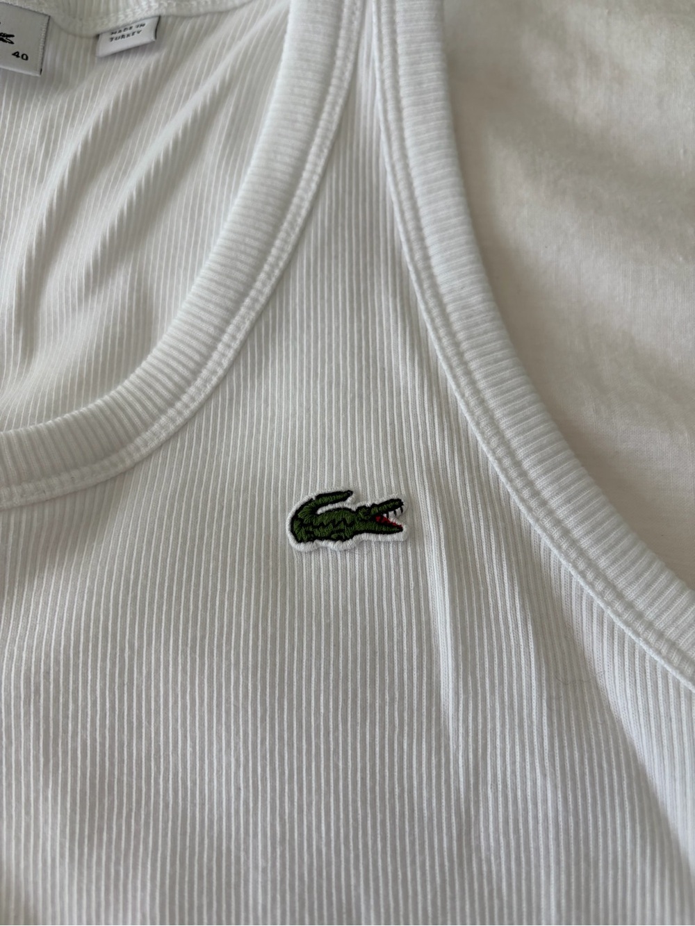 Lacoste White Ribbed Tank - Picture 2 of 5